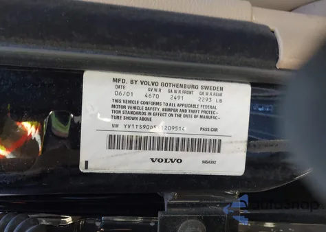 2001 Volvo S80 T6 z USA, uszkodzony, nr VIN YV1TS90D511209514